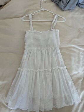 White Smocked Bodice Tiered Sundress